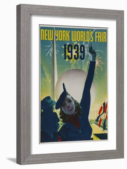 1939 New York World's Fair Poster, Woman in Blue-null-Framed Giclee Print