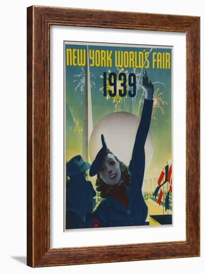 1939 New York World's Fair Poster, Woman in Blue-null-Framed Giclee Print