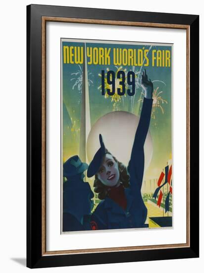 1939 New York World's Fair Poster, Woman in Blue-null-Framed Giclee Print