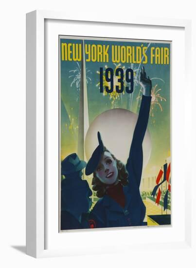 1939 New York World's Fair Poster, Woman in Blue-null-Framed Giclee Print