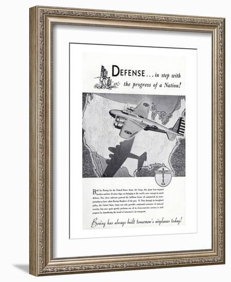 1940 Defense Boeing ad-null-Framed Art Print