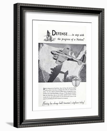 1940 Defense Boeing ad-null-Framed Art Print