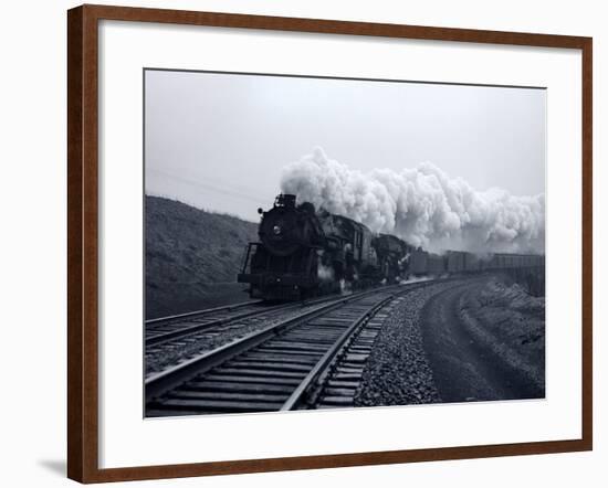 1940s-1950s Speeding Steam Locomotive Passenger Train Near Port Jervis New York-null-Framed Photographic Print