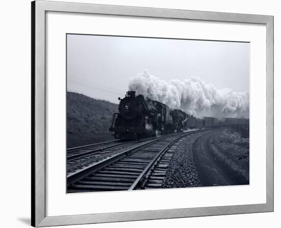 1940s-1950s Speeding Steam Locomotive Passenger Train Near Port Jervis New York-null-Framed Photographic Print
