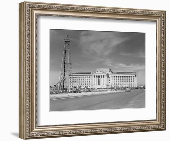 1940s Capitol Building with Oil Derrick in Foreground Oklahoma City-null-Framed Photographic Print