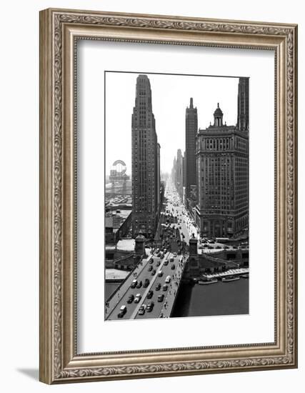 1940s Downtown Skyline Michigan Avenue Chicago, Illinois-null-Framed Photographic Print