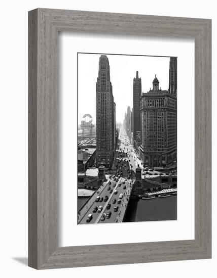 1940s Downtown Skyline Michigan Avenue Chicago, Illinois-null-Framed Photographic Print