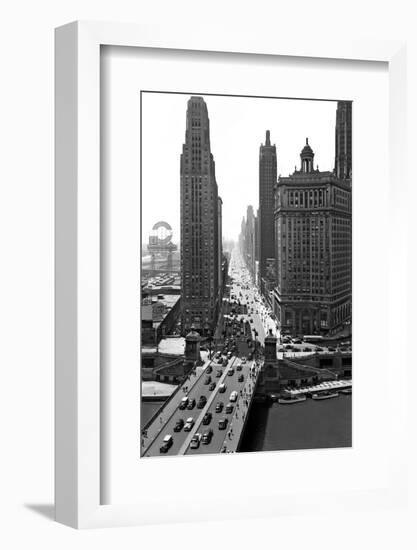 1940s Downtown Skyline Michigan Avenue Chicago, Illinois-null-Framed Photographic Print