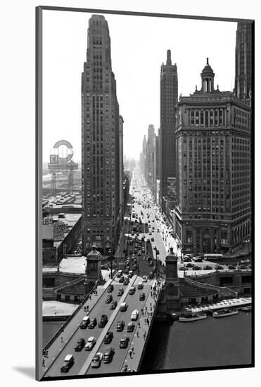 1940s Downtown Skyline Michigan Avenue Chicago, Illinois-null-Mounted Photographic Print
