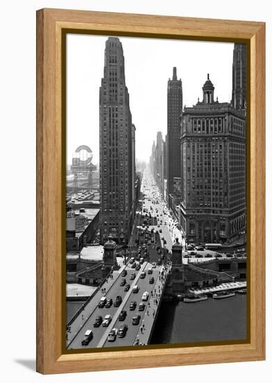 1940s Downtown Skyline Michigan Avenue Chicago, Illinois-null-Framed Premier Image Canvas