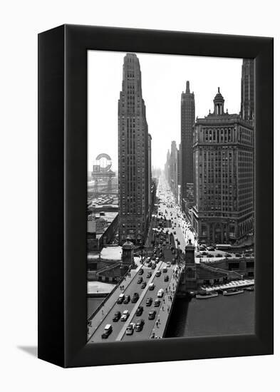 1940s Downtown Skyline Michigan Avenue Chicago, Illinois-null-Framed Premier Image Canvas