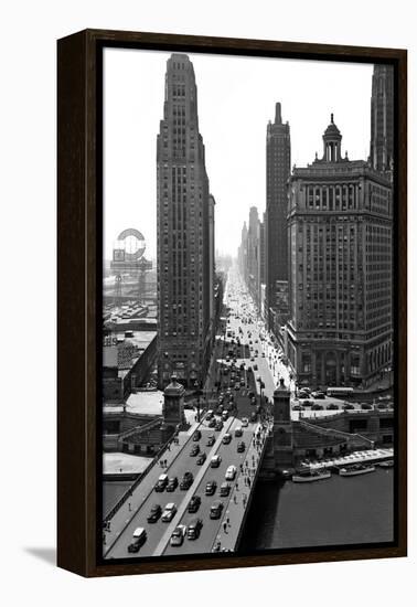 1940s Downtown Skyline Michigan Avenue Chicago, Illinois-null-Framed Premier Image Canvas