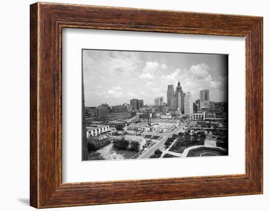 1940s Skyline of Business District of Houston Texas from City Hall-null-Framed Photographic Print