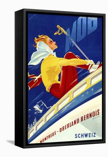 1940s Swiss Rail Ski Travel poster-Vintage Lavoie-Framed Premier Image Canvas