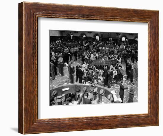 1940s Trading in Progress on Floor of New York Stock Exchange NYC-null-Framed Photographic Print