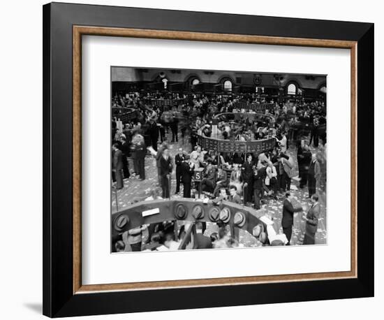 1940s Trading in Progress on Floor of New York Stock Exchange NYC-null-Framed Photographic Print