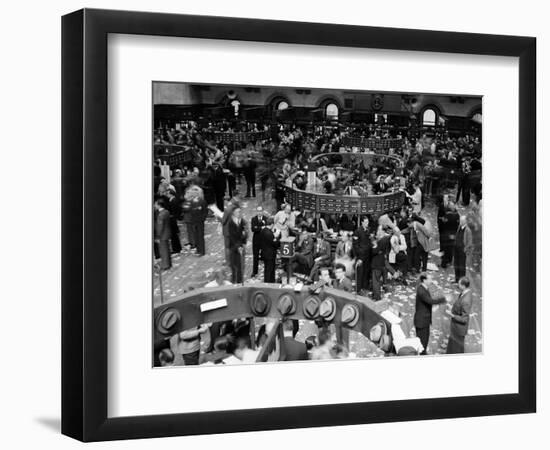 1940s Trading in Progress on Floor of New York Stock Exchange NYC-null-Framed Photographic Print