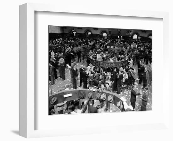 1940s Trading in Progress on Floor of New York Stock Exchange NYC-null-Framed Photographic Print