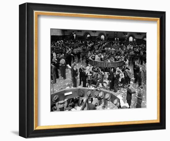 1940s Trading in Progress on Floor of New York Stock Exchange NYC-null-Framed Photographic Print