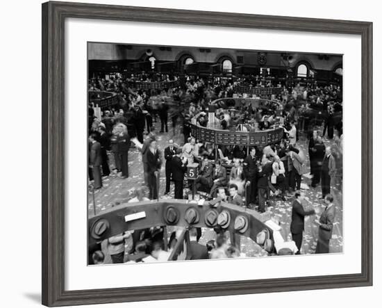 1940s Trading in Progress on Floor of New York Stock Exchange NYC-null-Framed Photographic Print