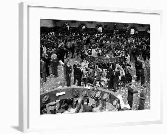 1940s Trading in Progress on Floor of New York Stock Exchange NYC-null-Framed Photographic Print