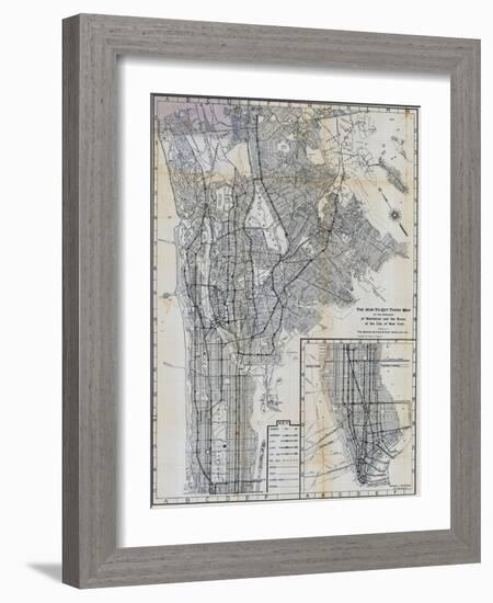 1941, Manhattan and The Bronx Map, New York, United States-null-Framed Giclee Print