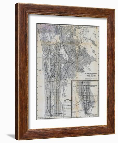 1941, Manhattan and The Bronx Map, New York, United States-null-Framed Giclee Print