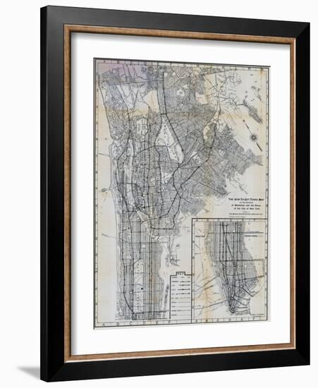 1941, Manhattan and The Bronx Map, New York, United States-null-Framed Giclee Print