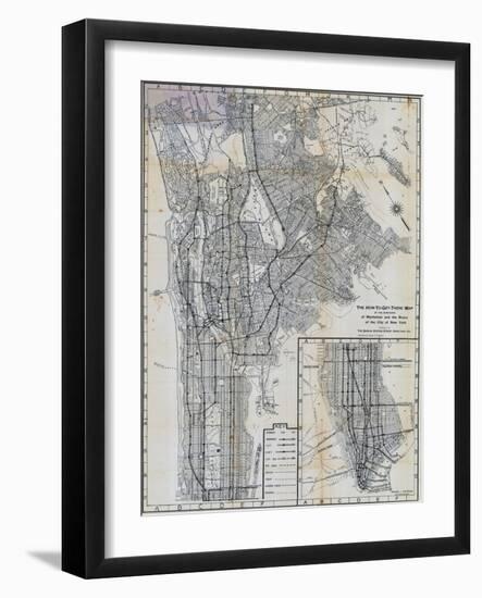 1941, Manhattan and The Bronx Map, New York, United States-null-Framed Giclee Print