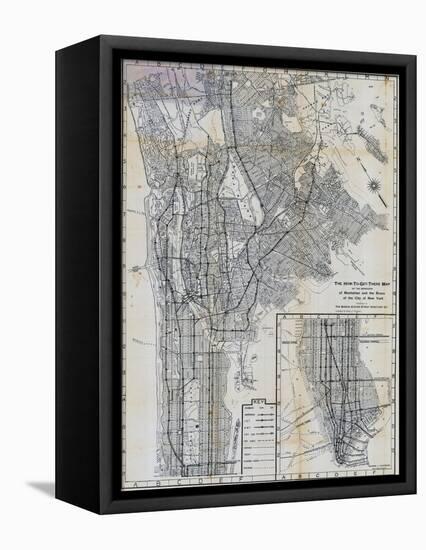 1941, Manhattan and The Bronx Map, New York, United States-null-Framed Premier Image Canvas