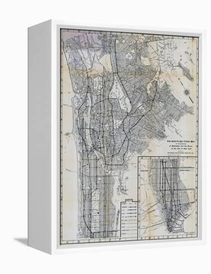 1941, Manhattan and The Bronx Map, New York, United States-null-Framed Premier Image Canvas