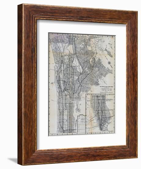 1941, Manhattan and The Bronx Map, New York, United States-null-Framed Giclee Print