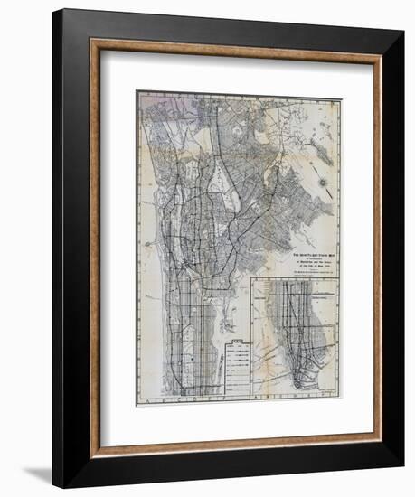 1941, Manhattan and The Bronx Map, New York, United States-null-Framed Giclee Print