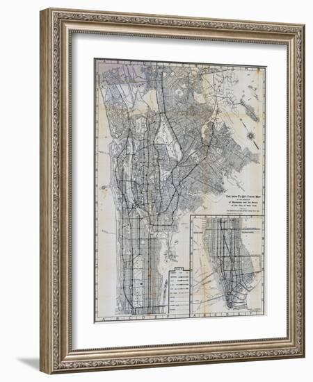 1941, Manhattan and The Bronx Map, New York, United States-null-Framed Premium Giclee Print