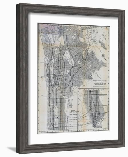 1941, Manhattan and The Bronx Map, New York, United States-null-Framed Premium Giclee Print