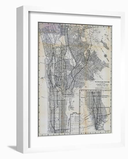 1941, Manhattan and The Bronx Map, New York, United States-null-Framed Premium Giclee Print