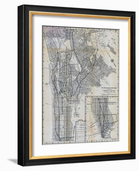 1941, Manhattan and The Bronx Map, New York, United States-null-Framed Premium Giclee Print