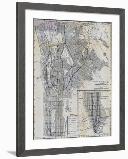 1941, Manhattan and The Bronx Map, New York, United States-null-Framed Giclee Print