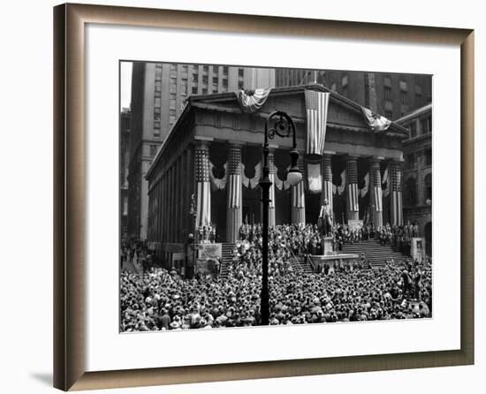 1942 WWII War Bond Rally Federal Treasury Building New York Stock Exchange Wall Street Manhattan-null-Framed Photographic Print