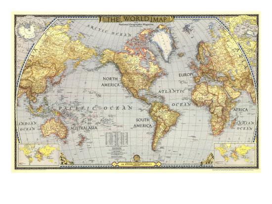 1943 World Map Art Print By National Geographic Maps