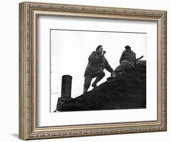 1944: Chester Wilmot, BBC War Correspondent with the Infantry Assault, Netherlands-George Silk-Framed Photographic Print