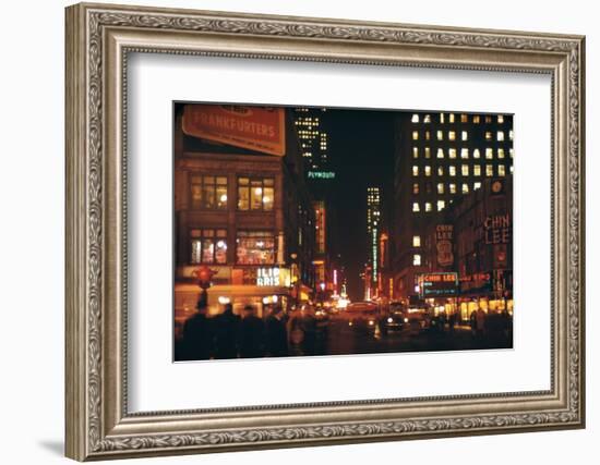 1945: 49th and Broadway Area with Chin Lee Restaurant in the Background, New York, NY-Andreas Feininger-Framed Photographic Print