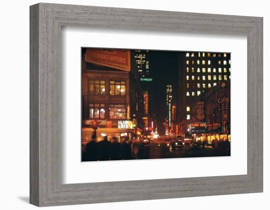 1945: 49th and Broadway Area with Chin Lee Restaurant in the Background, New York, NY-Andreas Feininger-Framed Photographic Print