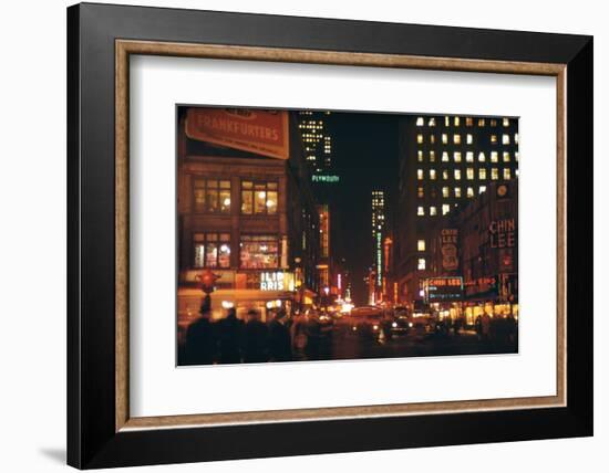 1945: 49th and Broadway Area with Chin Lee Restaurant in the Background, New York, NY-Andreas Feininger-Framed Photographic Print