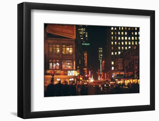 1945: 49th and Broadway Area with Chin Lee Restaurant in the Background, New York, NY-Andreas Feininger-Framed Photographic Print