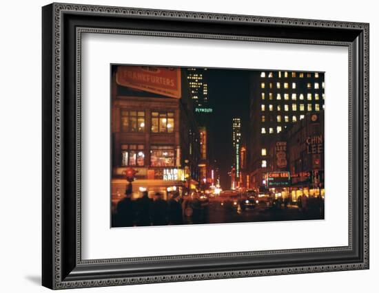 1945: 49th and Broadway Area with Chin Lee Restaurant in the Background, New York, NY-Andreas Feininger-Framed Photographic Print