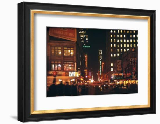 1945: 49th and Broadway Area with Chin Lee Restaurant in the Background, New York, NY-Andreas Feininger-Framed Photographic Print