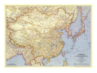 1945 China Map Art Print By National Geographic Maps Artcom