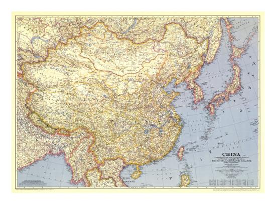 1945 China Map Art Print By National Geographic Maps Artcom 1945 China Map Art Print By National Geographic Maps Artcom