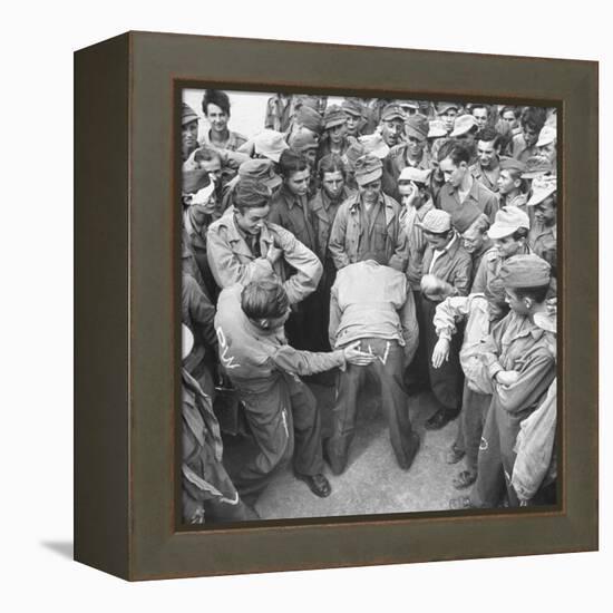 1945: Continental Central Pow Enclosure 15, Attichy, France-Ralph Morse-Framed Premier Image Canvas